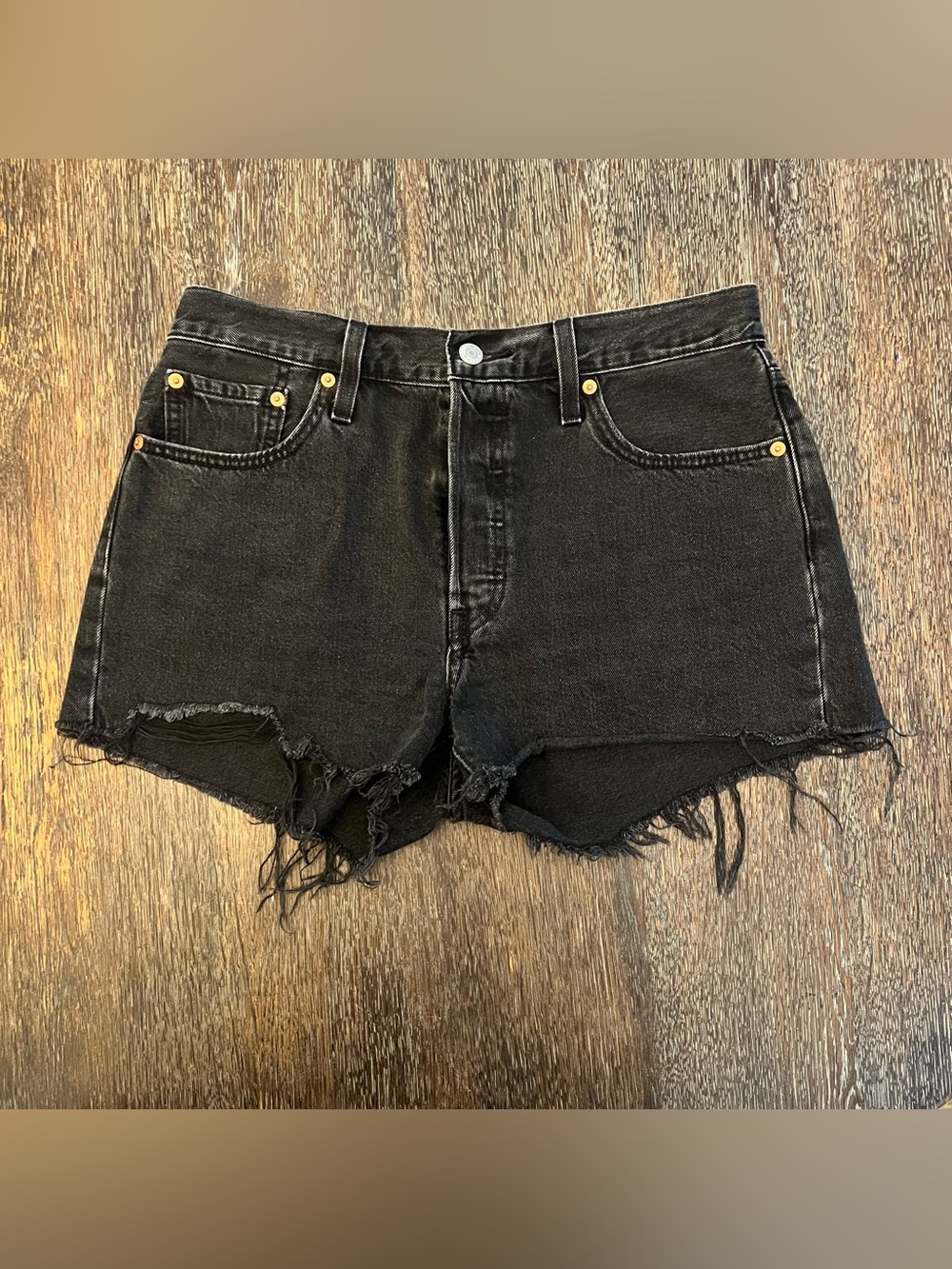 Levi’s 501 Button Fly Cutoff Charcoal Gray Denim Jean Shorts W29